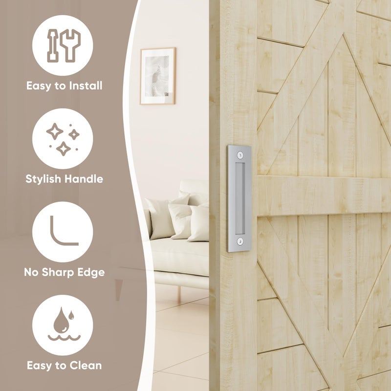 JUBEST 8'' Sliding Barn Door Handle Stainless Steel Modern Simple Finger Flush Pull Handle for Gates Garages Sliding Doors Cabinets Closet and Drawers - Image 2